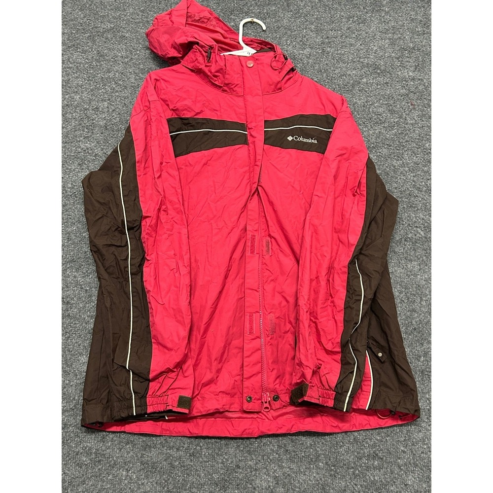 Columbia Jacket Womens Size L Pink Brown Interchange Hooded Full Zip Windbreaker